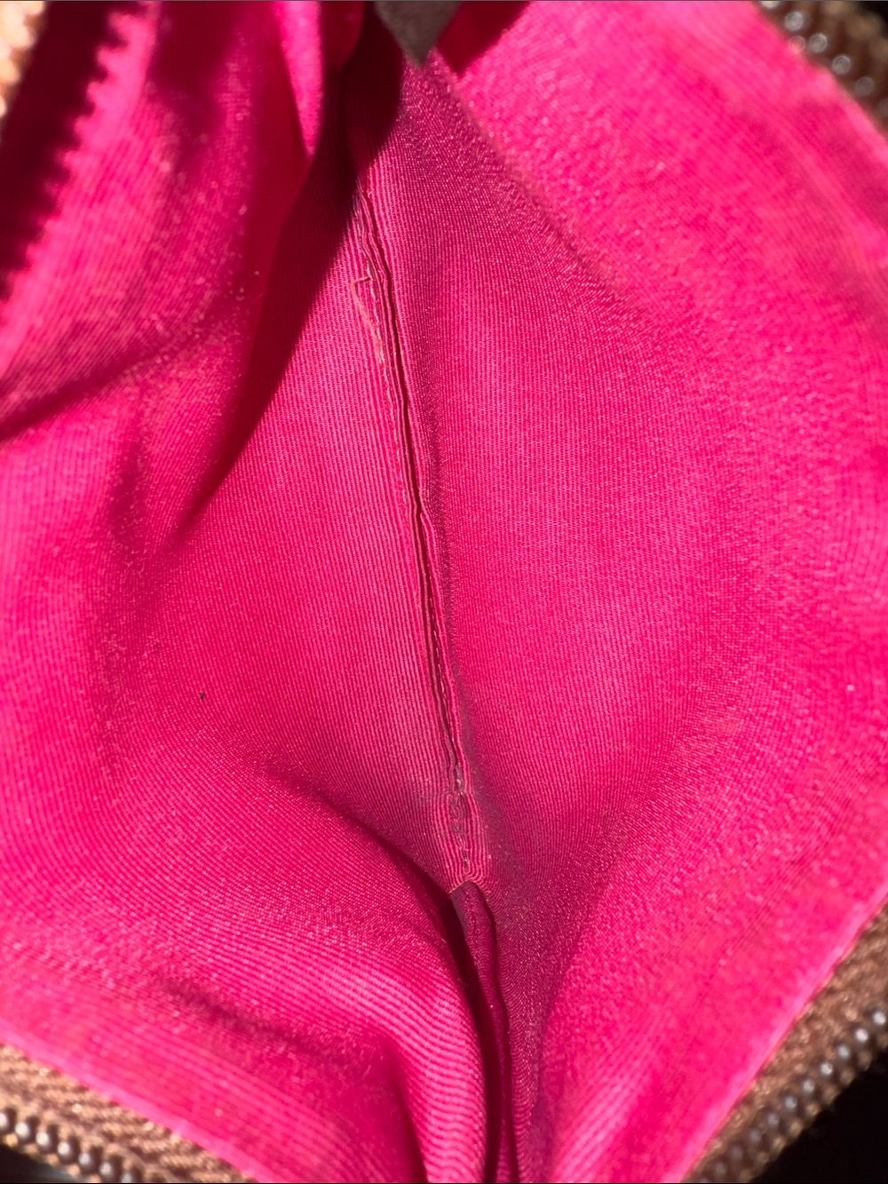 Coach Brown Signature Canvas Wristlet with Pink Logo Patch - Picture 6 of 6